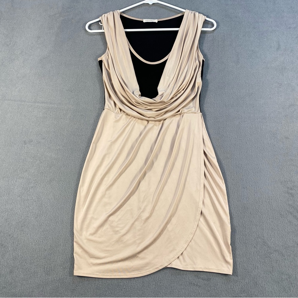 Light Beige Draped Cowl Neck Dress